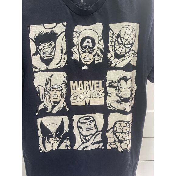 Marvel Comics Hero Faces Black And White T Shirt Men's Size Large - Picture 5 of 7